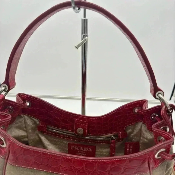 LIMITED EDITION Prada Logo Jaquard + Crocodile leather lining + FREE ENTRUPY - Picture 4 of 15